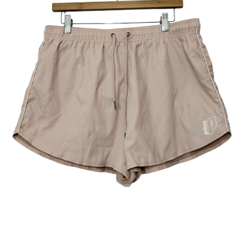 Prince Women's Mesh-Lined Pull On Activewear Tennis Shorts Size XL Beige